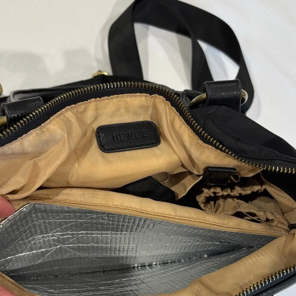 Newlie Louise Diaper Bag, leather handles and backpack straps, gold hardware